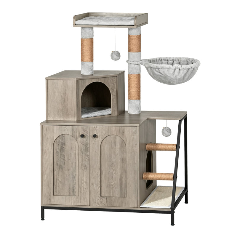 Tucker Murphy Pet™ Cat Litter Box Enclosure with Cat Tree, 4-in-1